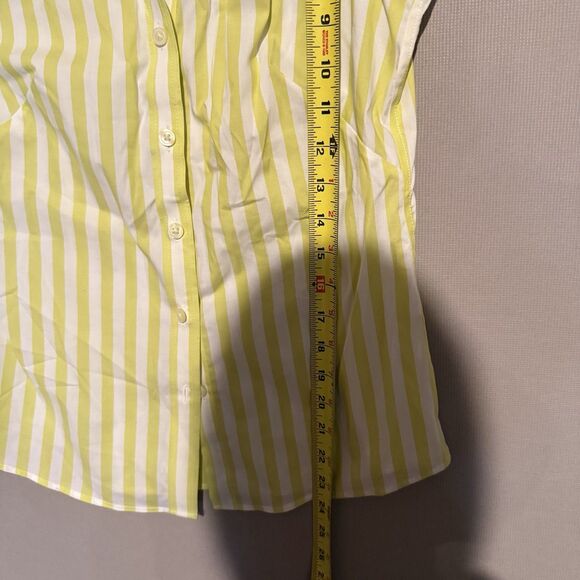 Banana Republic Non Iron Shirt 0 Petite Women Striped Sleeveless Preppy Office - Picture 4 of 7